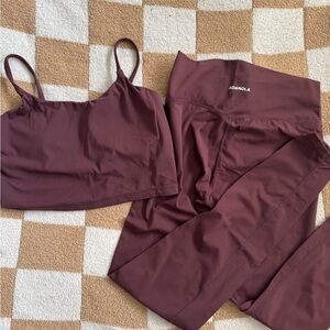 Adanola burgundy Sports Bra and Leggings Set